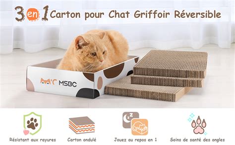 HAPPY HACHI Griffoir pour Chat 3 Pièces Carton Ondulé Planche à