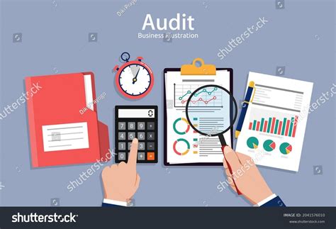 Auditing Concepts Auditor Table During Examination Stock Vector