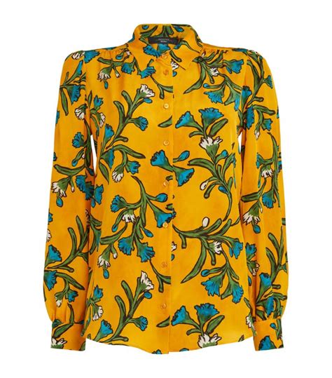 Womens Weekend Max Mara Yellow Silk Floral Blouse Harrods Uk