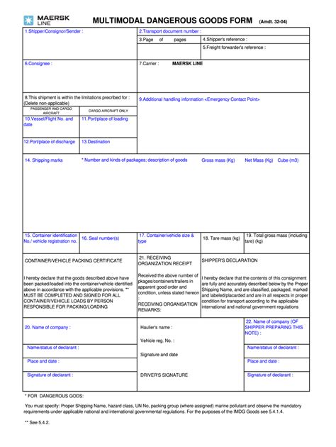 Dangerous Goods Declaration Template