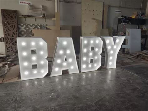 Letras Numeros Gigantes 80 Cm Alto Mdf Luz Led Blancas