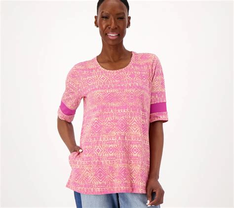 LOGO By Lori Goldstein Beach To Street Printed Slub Knit Top QVC