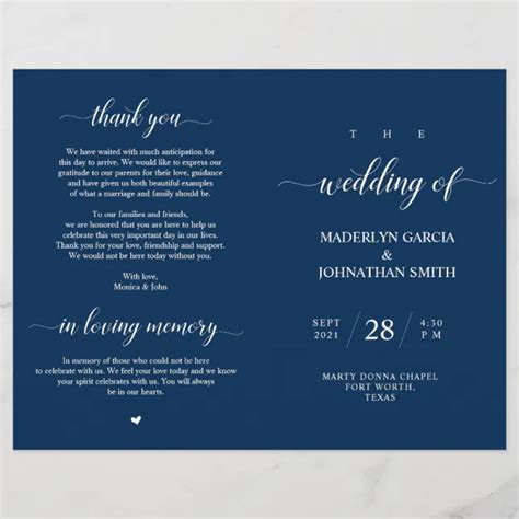 Elegant Classy Wedding Ceremony Foldable Program Zazzle