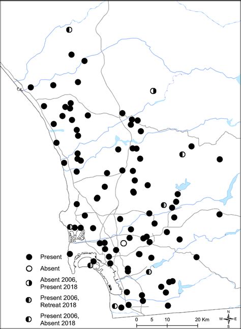 Map Of Western San Diego Co Ca Indicating Major Roads Watercourses