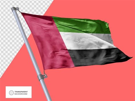 Premium Psd United Arab Emirates Flag Of On Metal Flagpole