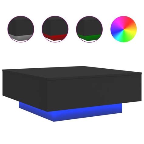 Moh Table Basse Avec Lumi Res Led Noir X X Cm Cdiscount Maison