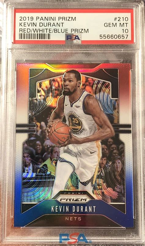 Kevin Durant 2019 Panini Prizm Red White Blue 210 PSA 10 Gem Mint