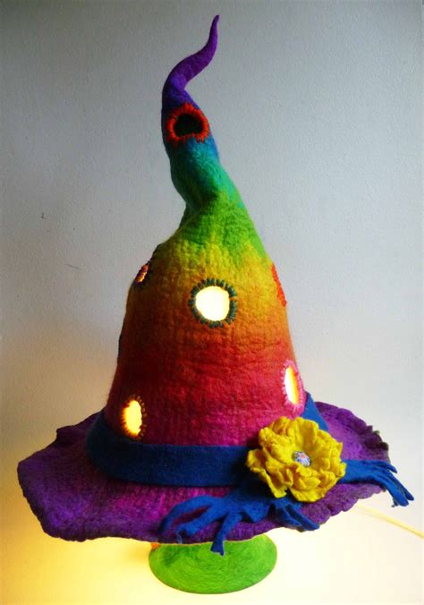 Felted Lamp Witch Hat Bedside Lamp Night Light Handmade Etsy