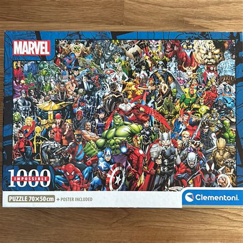 Clementoni 1000 Piece Impossible Jigsaw Puzzle Marvel Checked