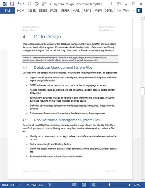 System Design Document Templates Ms Wordexcel Templates Forms