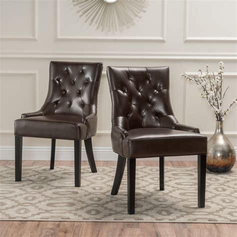 Stacy Tufted Leather Dining Chairs Set Of