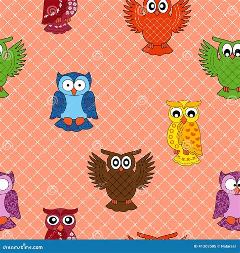 Colourful Owl Seamless Pattern Stock Vector Illustration Of Artwork