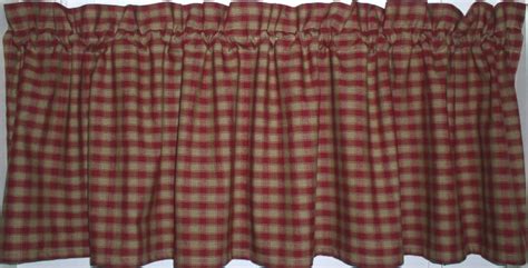 Berry Checked Plaid Homespun Valance Americana Cabin Usa Primitive