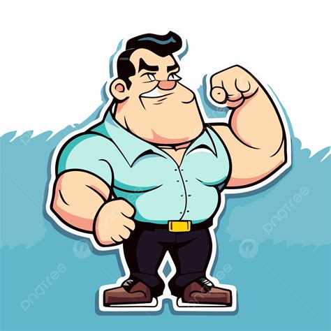 An Animated Cartoon Man Showing His Bicep Vector Clipart Sticker