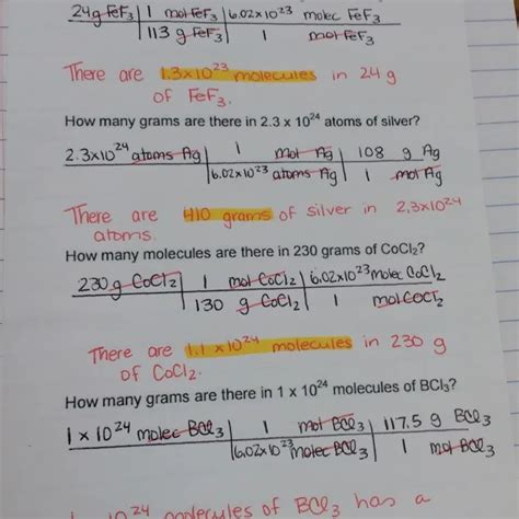 Stoichiometry Practice Converting Between Grams, Moles, and Molecules ...