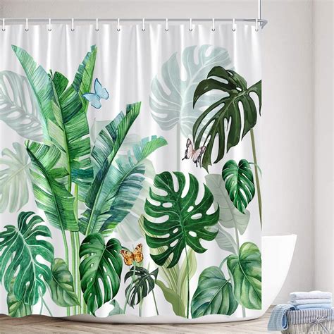 Garden Flowers Shower Curtains Pink Floral Plants Fence Tropical Forest