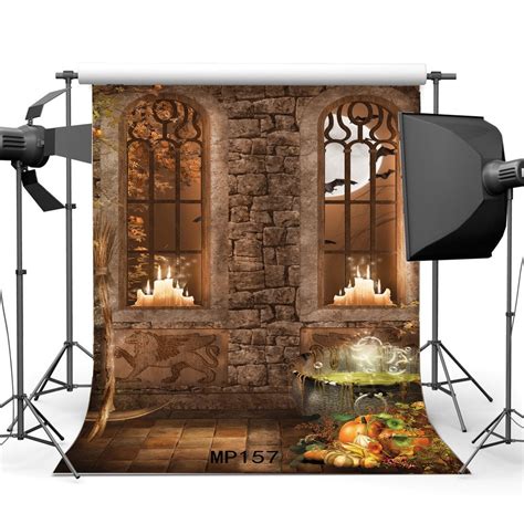 HelloDecor 5x7ft Photography Backdrop Halloween Mysterious Forest Brick