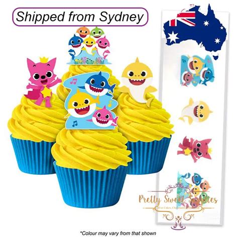 Baby Shark Edible Wafer Cupcake Toppers Piece Pack Licensed Eur