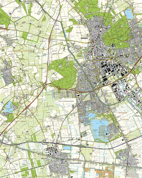 Topografische Kaart H Emmen Digitaal Topografische Kaarten Vector Map