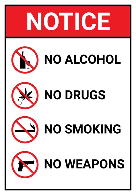 No Smoking No Drinking No Drugs Prohibition Symbol Set 23621328