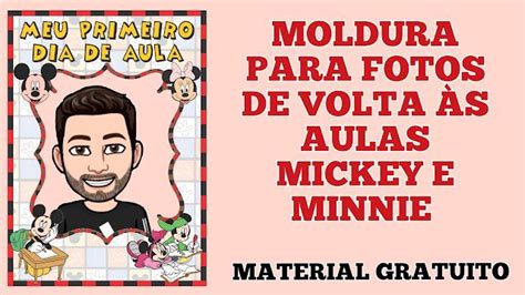 Moldura para fotos de volta às aulas Mickey e Minnie Moldura para