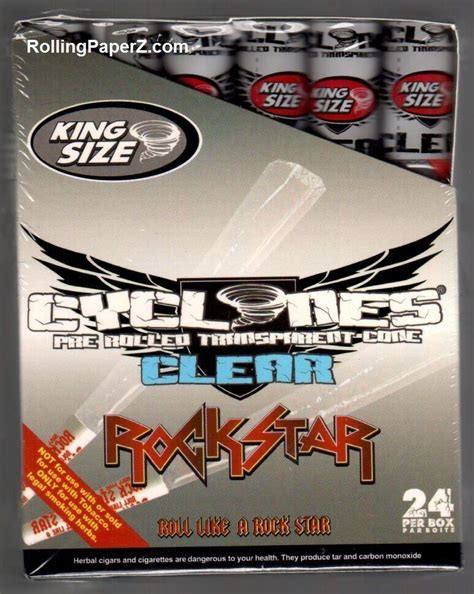 Box Of 24 Cyclones Rockstar King Size Clear Flavored Pre Rolled Cones