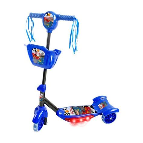 Patinete Rodas Infantil Musical Luzes E Cesta Azul Dm Toys