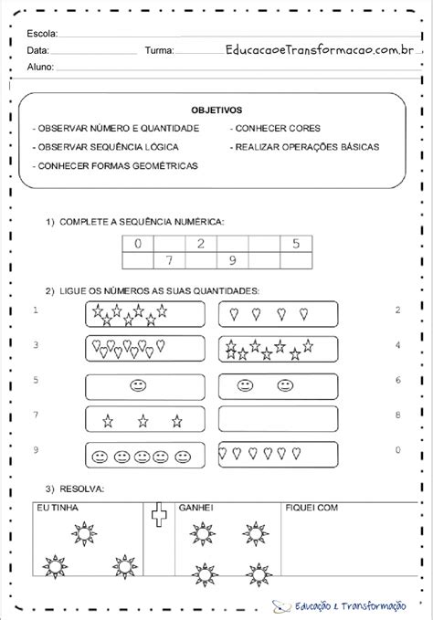 Avaliação De Matemática 1 Ano Do Ensino Fundamental