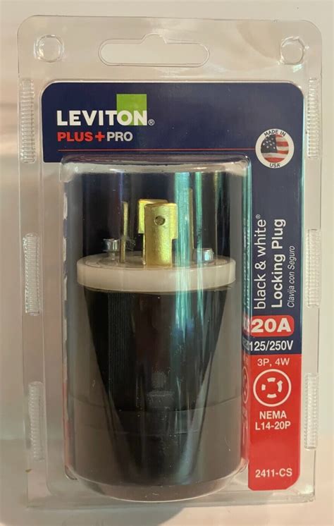 Lot Of 3 LEVITON 20 125 250 Volt Locking Plug Black And White