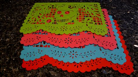 Double Sided Felt Papel Picado Placemat Sets Muertos Patterns Xochico