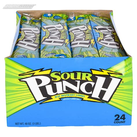 Sour Punch Straws Blue Raspberry 24 Cnt