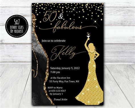 Th Birthday Invitation For The Woman Fifty And Fabulous Party Invite