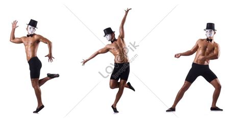 Muscular Mime In The Nude Isolated On A White Background Picture And Hd