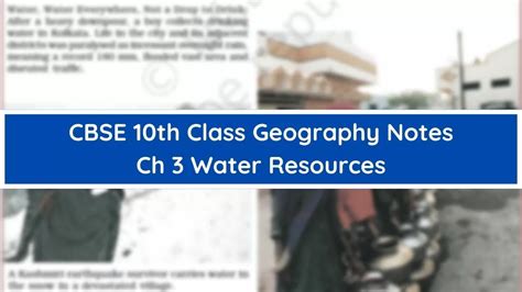 Cbse Class 10 Social Science Geography Chapter 3 Water Resources