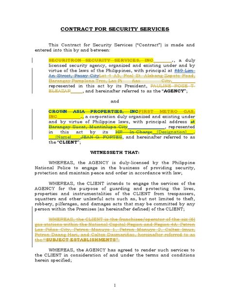 security contract template  employment indemnity