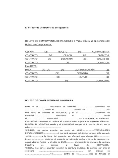 Varios Modelos De Contratos Pagos Información Del Gobierno Prueba