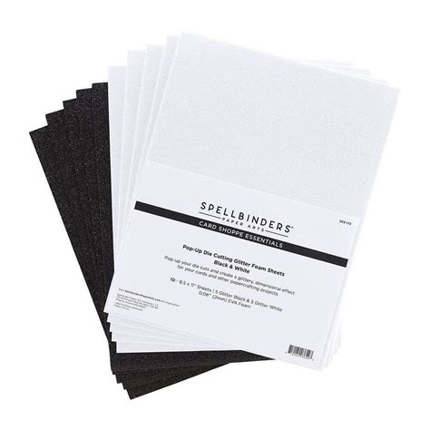 Black & White Spellbinders Glitter Foam Sheets 8.5"X11" 10/Pkg ...