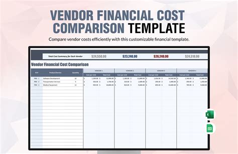 Vendor Financial Cost Comparison Template In Excel Google Sheets