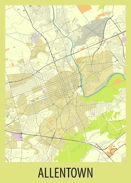 Premium Vector | Map poster art of Allentown Pennsylvania USA