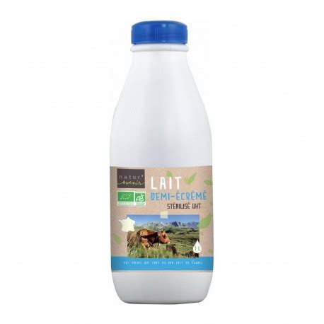 Lait Demi Ecrémé Stérilisé UHT Bio Bouteille 1L Natur Avenir