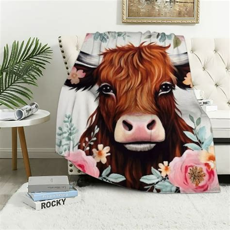 Jeuxus Cute Highland Cow Blanket Cow Ts Soft Cozy Highland Cow