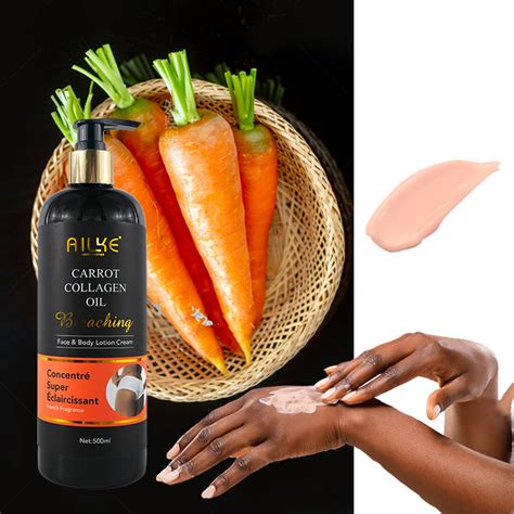 Collagen Carrot Oil Bleaching Vitamin E Moisturizing Glowing Skin Face Whitening Body Lotion