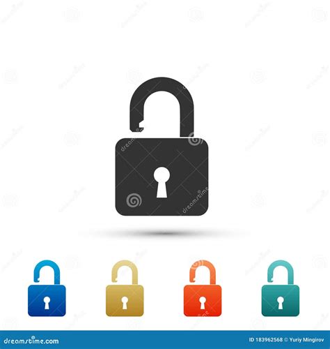 Open Padlock Icon Isolated On White Background Lock Symbol Set