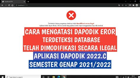 Cara Mengatasi Dapodik Terdeteksi Database Sudah Dimodifikasi Secara