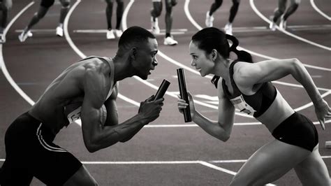 Premium Photo | Relay race baton exchange