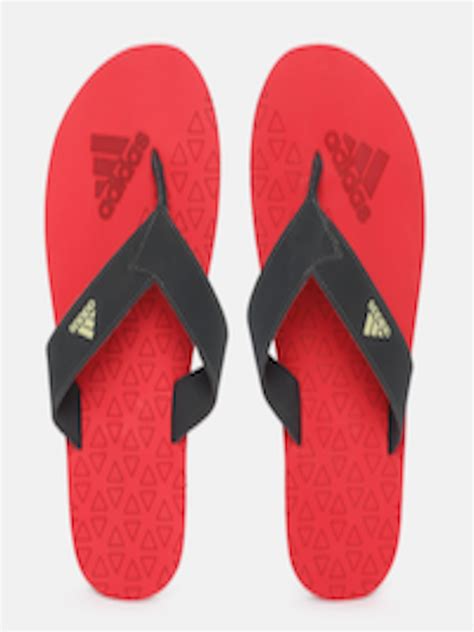 Buy ADIDAS Men Black & Red Brand Logo Detail Aviate Thong Flip Flops ...