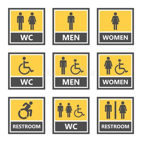 Wc Toilet Sign Set Restroom Icons And Prohibited Symbols Stock Vector