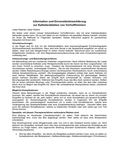 Information Und Einverst Ndniserkl Rung Zur