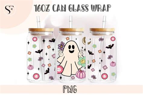 Ghost Flowers Oz Libbey Glass Can Wrap Graphic By Sofancy Creative