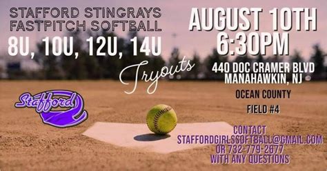 Stafford Stingrays Fast Pitch Softball Conducting Tryouts For Age Level